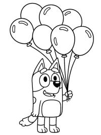 Bluey med ballonger