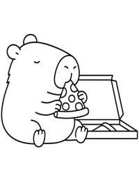 Capybara äter pizza