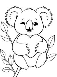 Kawaii koala håller i ett hjärta