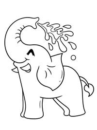 Elefant sprutar vatten