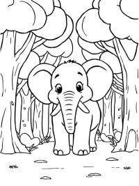 Liten elefant i skogen