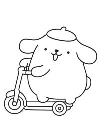 Pompompurin på sparkcykel