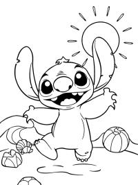 Stitch på stranden