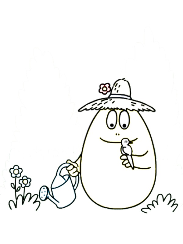 Barbapapa vattnar blommorna Målarbild