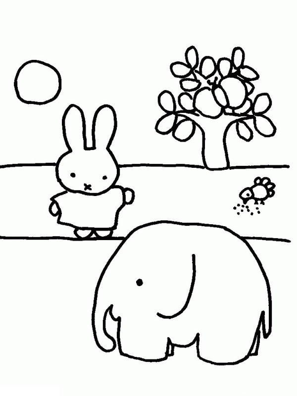 Miffy med en elefant Målarbild