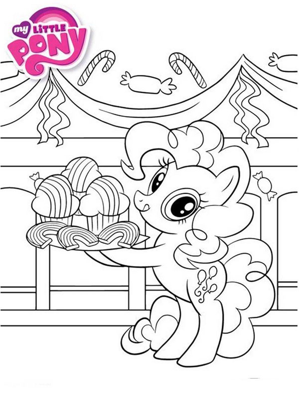 Pinkie Pie med tårta Målarbild