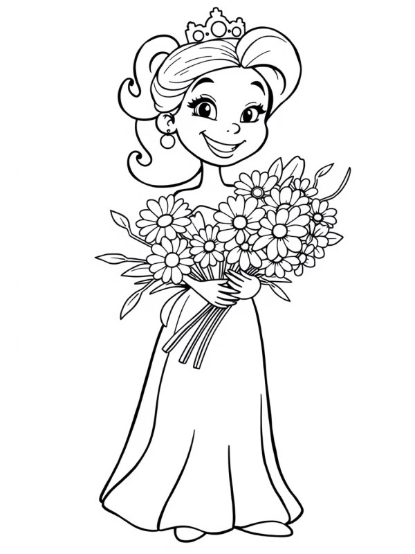 Prinsessa med en blombukett Målarbild Prinsessa med en blombukett Målarbild